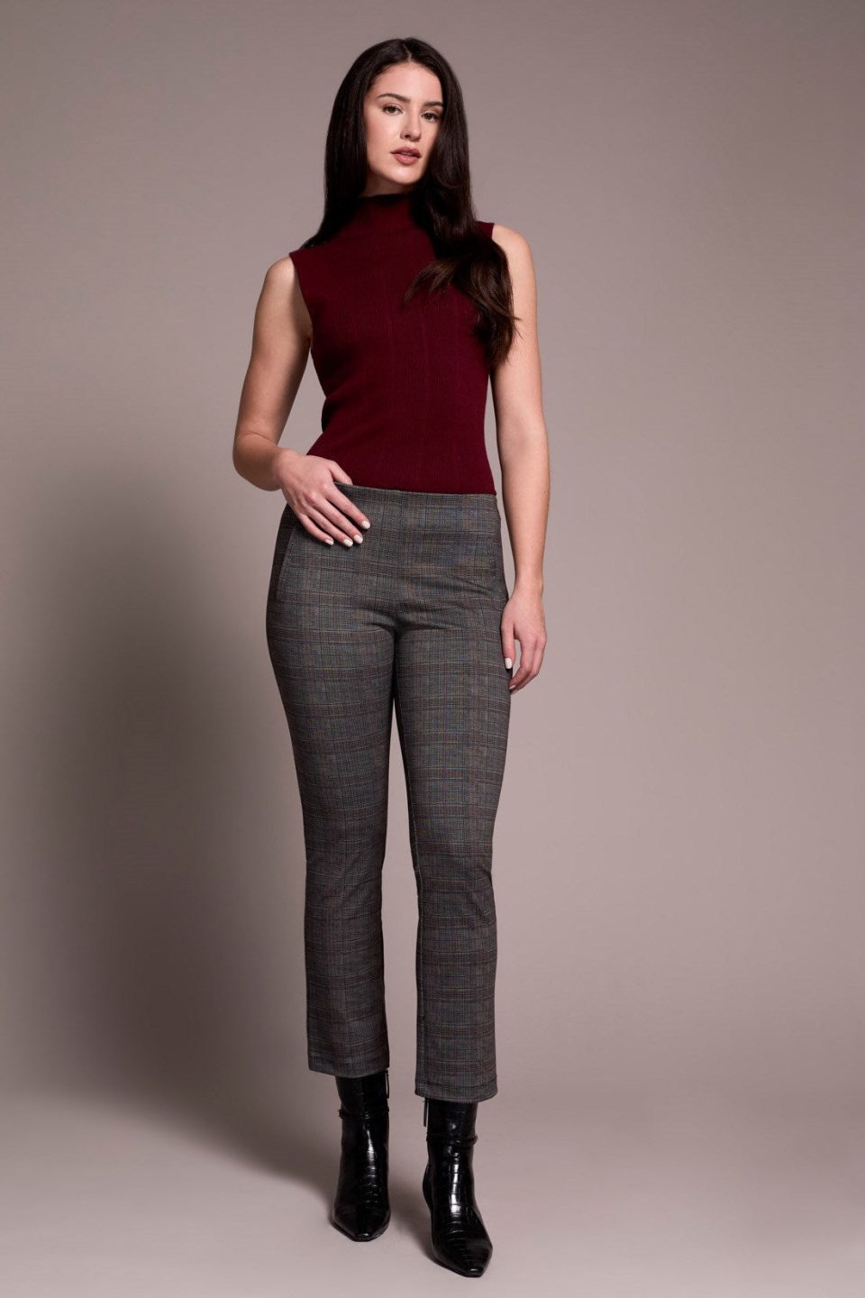 Printed Ponte Pull-On Kick Flare Ankle Pant-Ivy