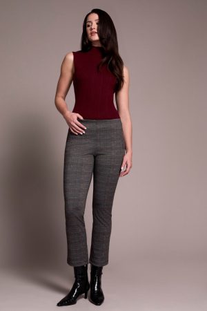 Printed Ponte Pull-On Kick Flare Ankle Pant-Ivy