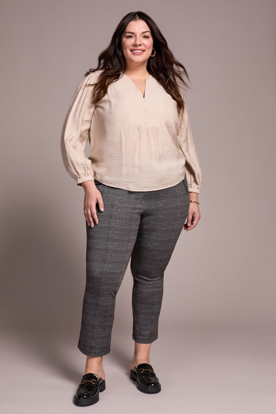 Printed Ponte Pull-On Kick Flare Ankle Pant-Ivy