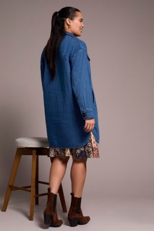 Quilted Cotton Button Front Shacket-Bluebliss