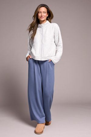 Quilted Lightweight Zip-Front Mock Neck Jacket-H frostgrey