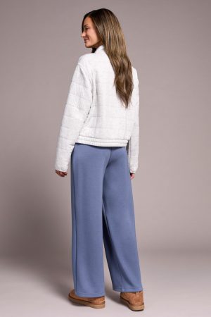 Quilted Lightweight Zip-Front Mock Neck Jacket-H frostgrey