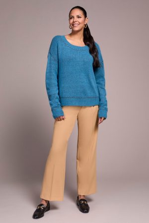 Saddle Stitch Crew Neck Sweater-Celestial