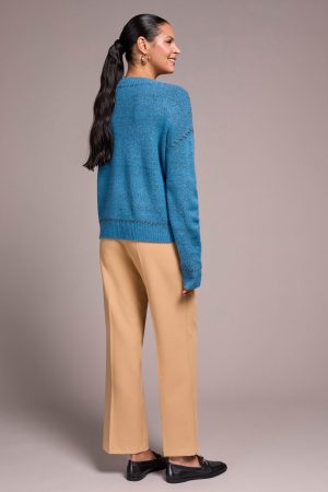 Saddle Stitch Crew Neck Sweater-Celestial