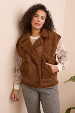 Sleeveless Sherpa Vest-Dk anise