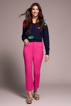 Super Stretch Sophia Curvy Micro Flare Crop Jeans-Cherrypink