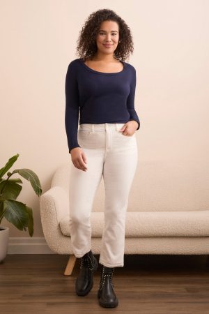 Super Stretch Sophia Curvy Micro Flare Crop Jeans-Eggshell