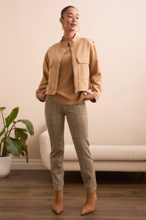 Slub Twill Zip-Front Mock Neck Jacket-Icelatte