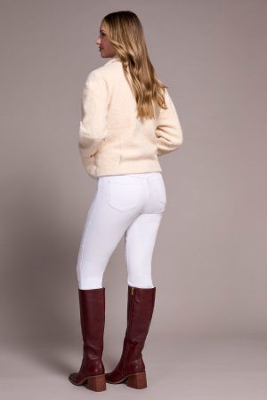 Soft Boucle Button-Front Jacket-Cream