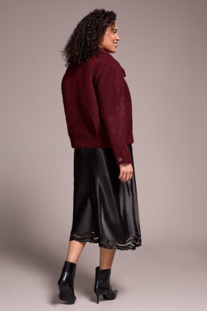 Soft Boucle Button-Front Jacket-Passion plum