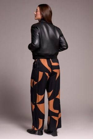 Soft Faux Leather Bomber Jacket-Black