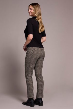 Soft French Terry Funnel Neck Elbow Sleeve Top-Black