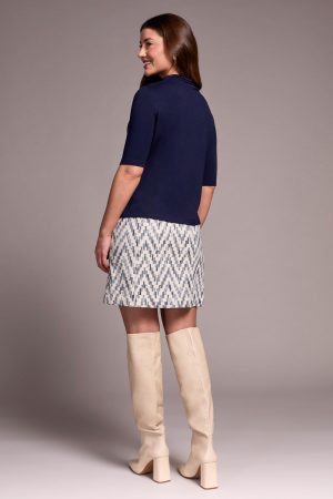 Soft French Terry Funnel Neck Elbow Sleeve Top-Nightfall