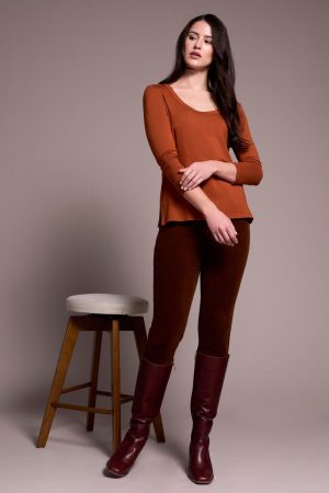 Soft French Terry Scoop Neck Long Sleeve Top-Gingerspice