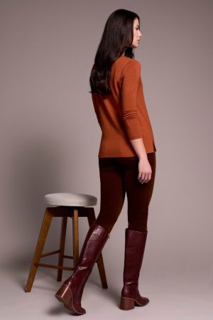 Soft French Terry Scoop Neck Long Sleeve Top-Gingerspice