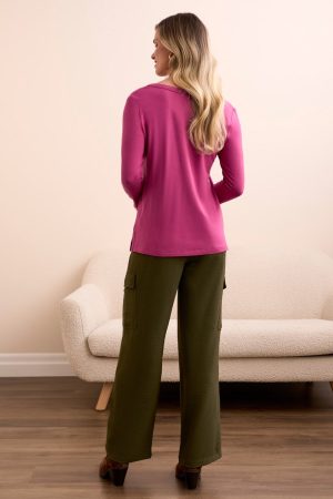 Soft French Terry Scoop Neck Long Sleeve Top-Roseberry