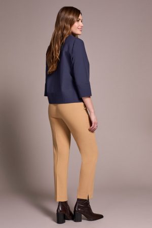 Soft Poplin 3/4 Sleeve Button-Front Shirt-Sapphire