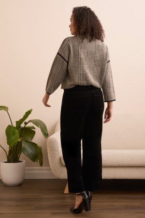 Soft Stretch Corduroy High Rise Ankle Pant-Black