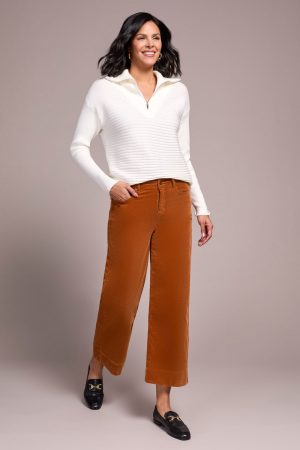 Soft Stretch Corduroy High Rise Ankle Pant-Bran