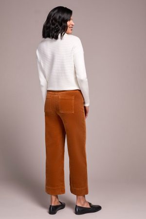 Soft Stretch Corduroy High Rise Ankle Pant-Bran