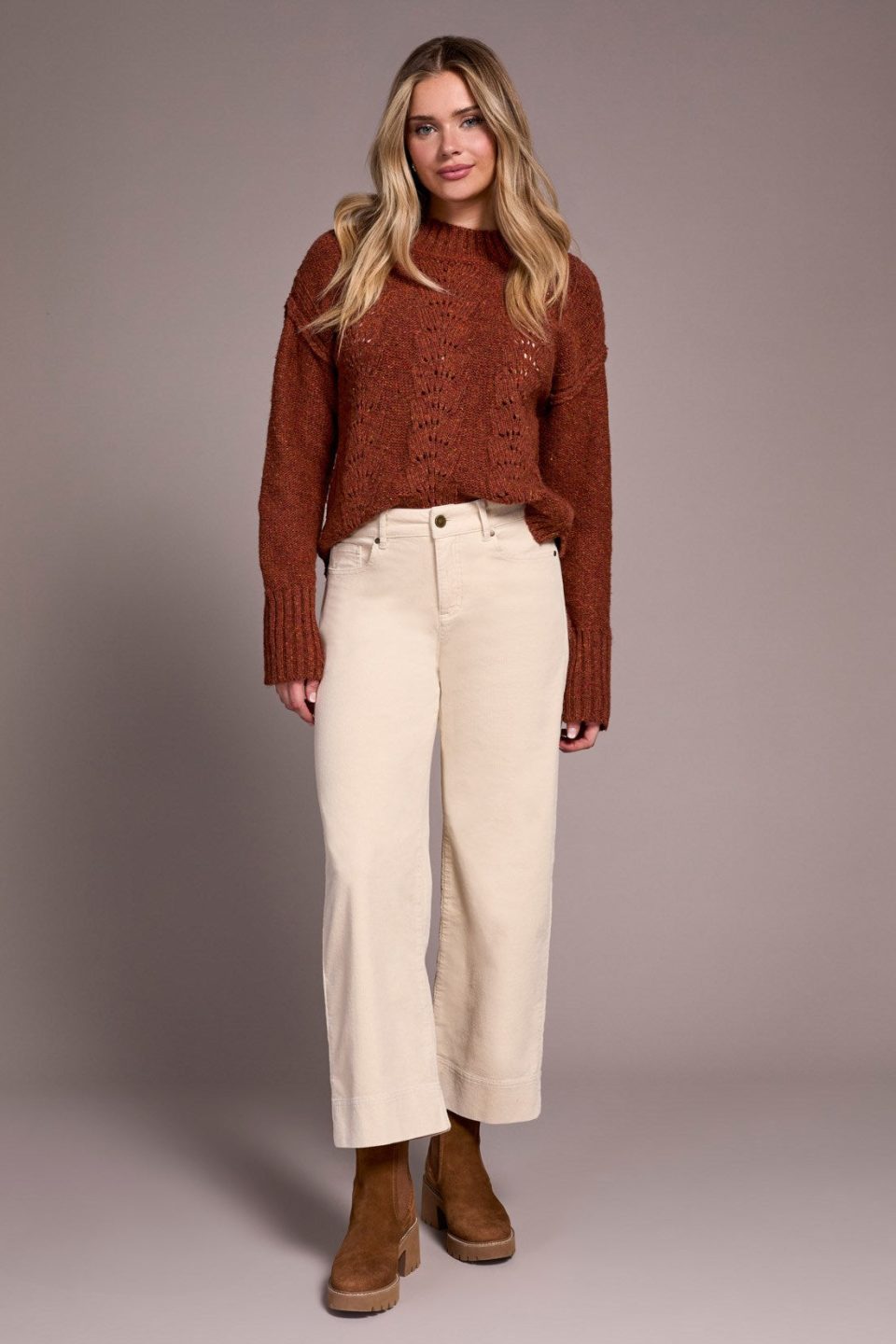 Soft Stretch Corduroy High Rise Ankle Pant-Moonstone