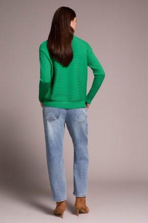 Soft Zip-Up V-Neck Sweater-Fieldgreen