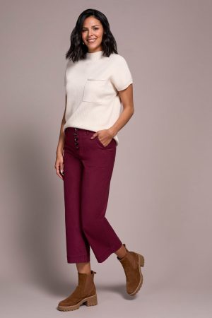 Stretch Cotton Sophia Curvy Wide Leg Jeans-Passion plum