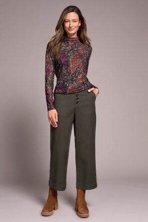 Stretch Cotton Sophia Curvy Wide Leg Jeans-Spruce