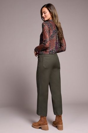 Stretch Cotton Sophia Curvy Wide Leg Jeans-Spruce