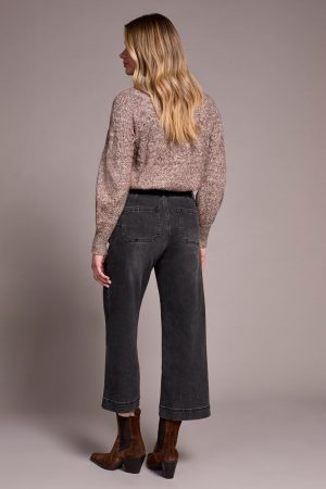 Sophia Curvy Comfort Stretch Wide Leg Crop Jeans-Blackmist