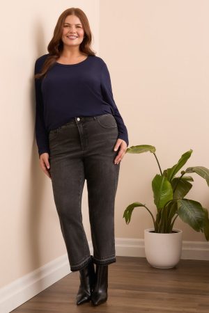 Sophia Curvy Micro Flare Jeans-Blackmist