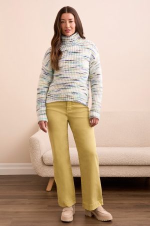 Space Dye Turtleneck Sweater-M cream