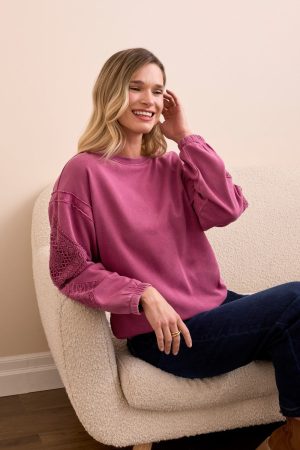 Special Wash Drop Shoulder Sweatshirt-Roseberry