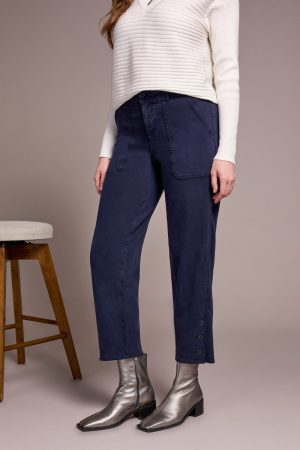 Stretch Twill Patch Pocket Ankle Pants-Sapphire