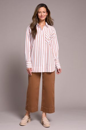 Stripe Button-Front Dress Shirt-Bran