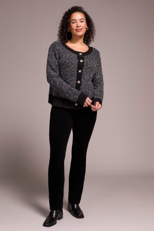 Stripe Long-Sleeve Reversible Sweater-Black