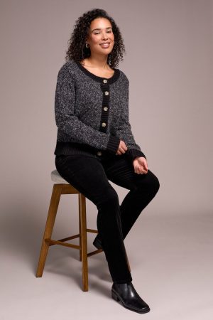 Stripe Long-Sleeve Reversible Sweater-Black