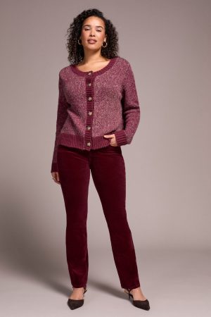 Stripe Long-Sleeve Reversible Sweater-Wine