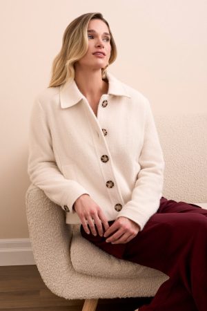 Super Soft Boucle Button-Front Jacket-Moonstone