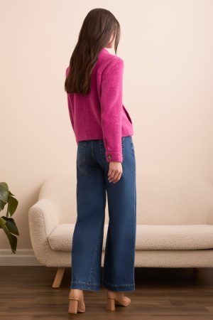 Super Soft Boucle Button-Front Jacket-Pink flambe