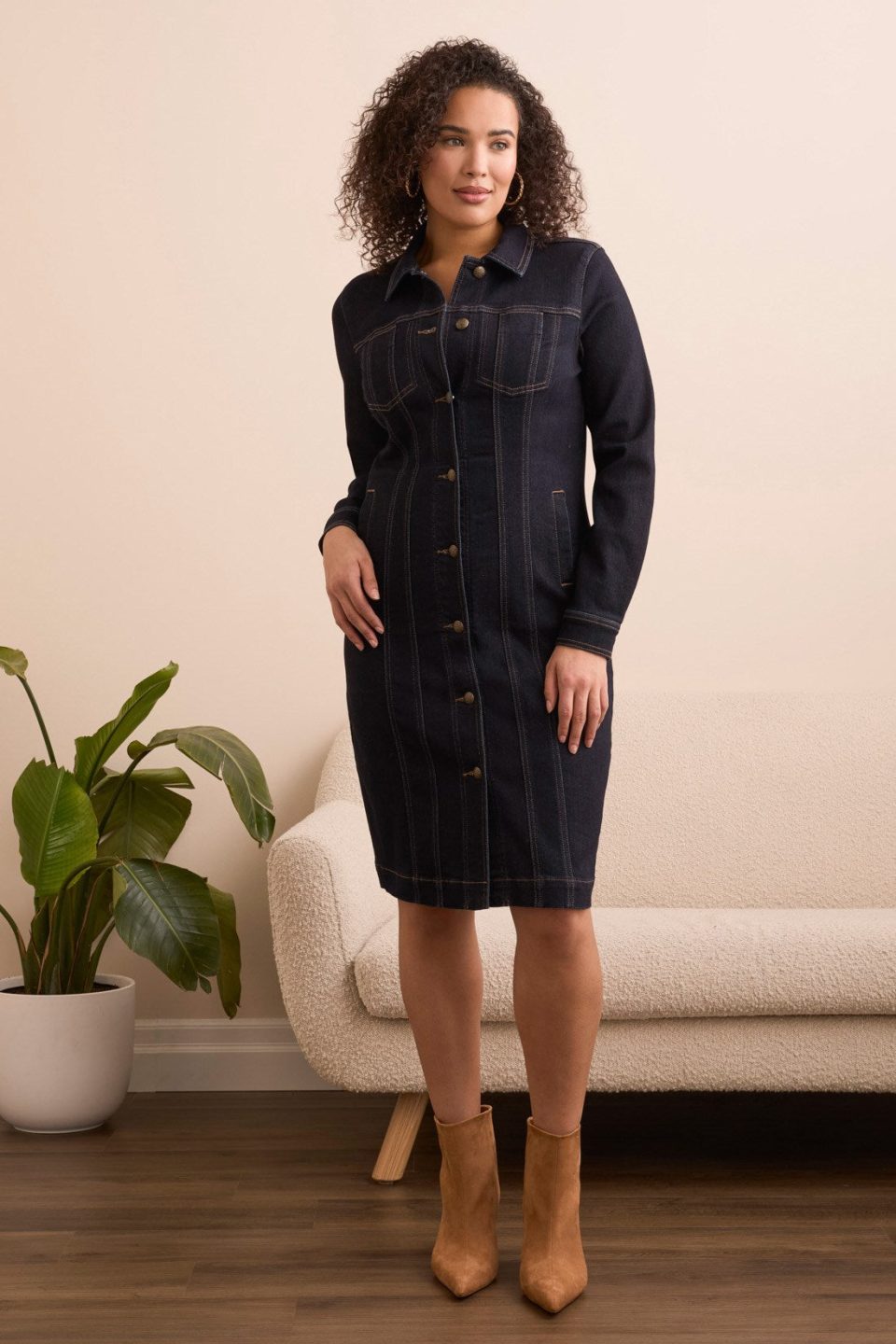 Super Stretch Denim Hourglass Dress-Rinse
