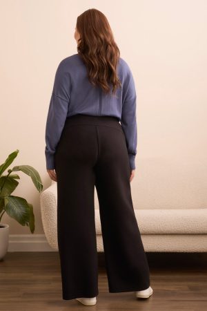 Techno Lux Wide Leg Pull-On Pants-Black