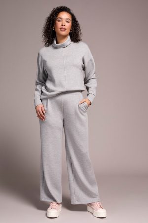 Techno Lux Wide Leg Pull-On Pants-Lt.grey mix