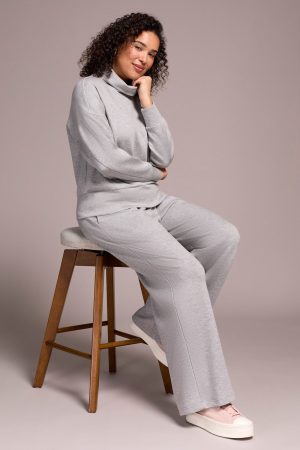 Techno Lux Wide Leg Pull-On Pants-Lt.grey mix