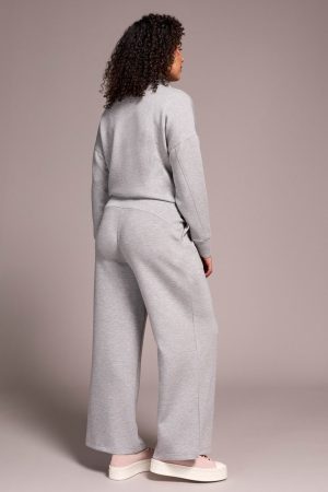 Techno Lux Wide Leg Pull-On Pants-Lt.grey mix