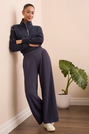 Techno Lux Wide Leg Pull-On Pants-Sapphire