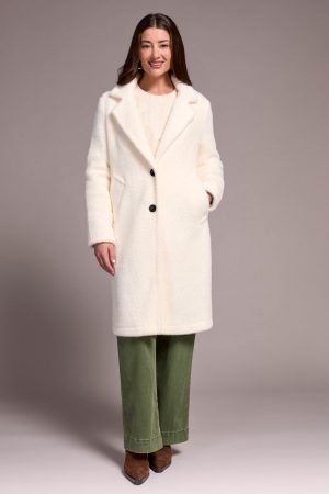 Soft Plush Button-Front Coat-Moonstone