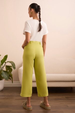 Textured Lyocell® Brooke Wide Flowy Pants-Key lime