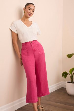 Textured Lyocell® Brooke Wide Flowy Pants-Veryberry