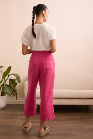 Textured Lyocell® Brooke Wide Flowy Pants-Veryberry